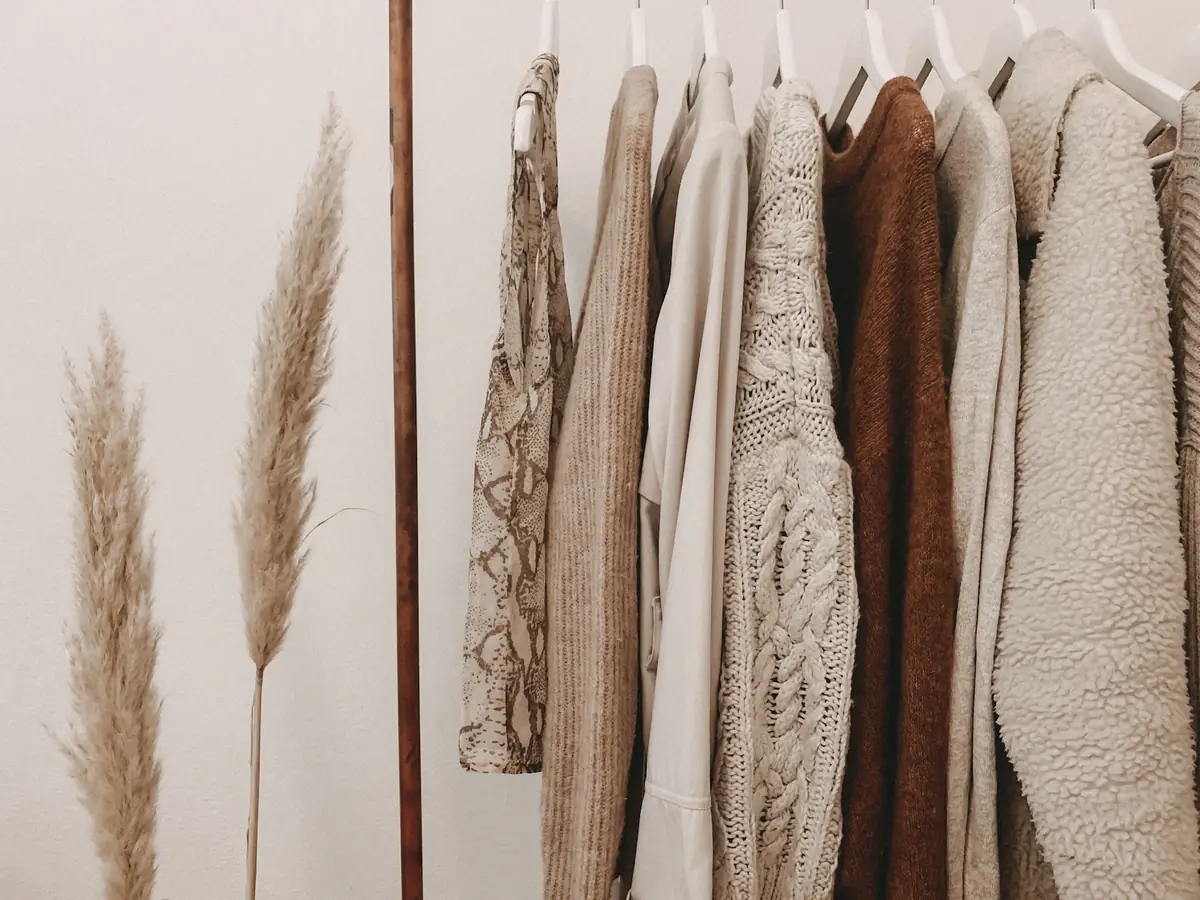 Neutral knits on a rail