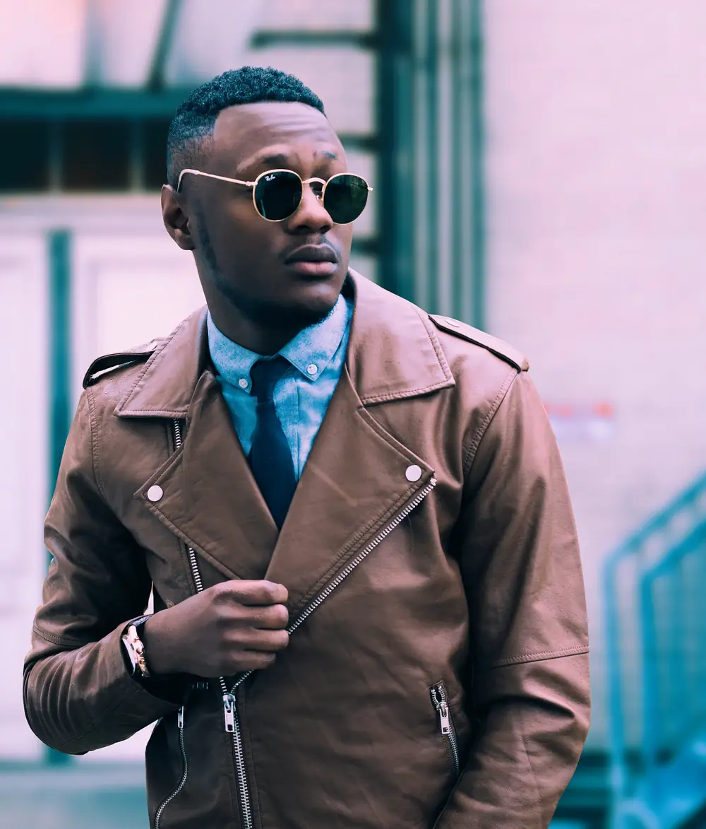 Street portrait, leather jacket